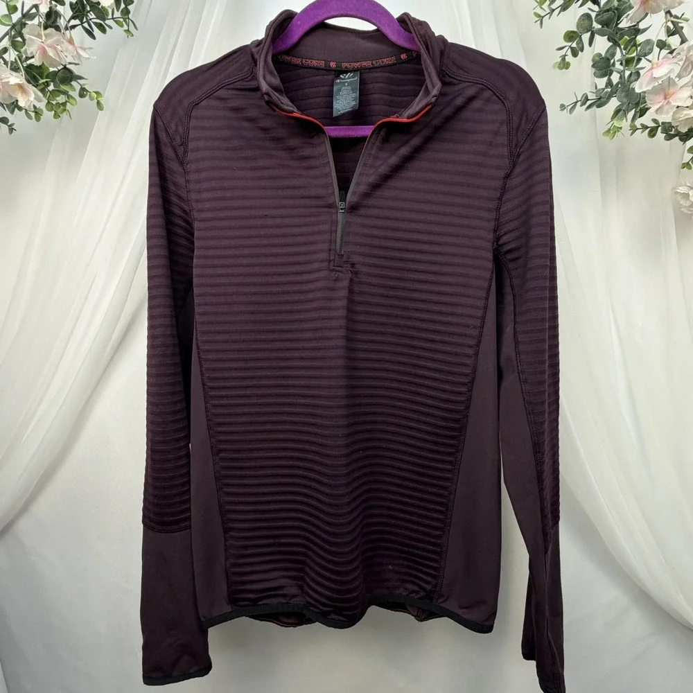 Champion Power Core 1/4 Zip Mens Ribbed Mock Neck Burgundy Size S